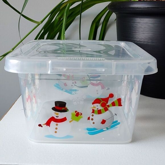 Plastic Clear Festive Winter‎ & Christmas Snowman Tote - Picture 4 of 6
